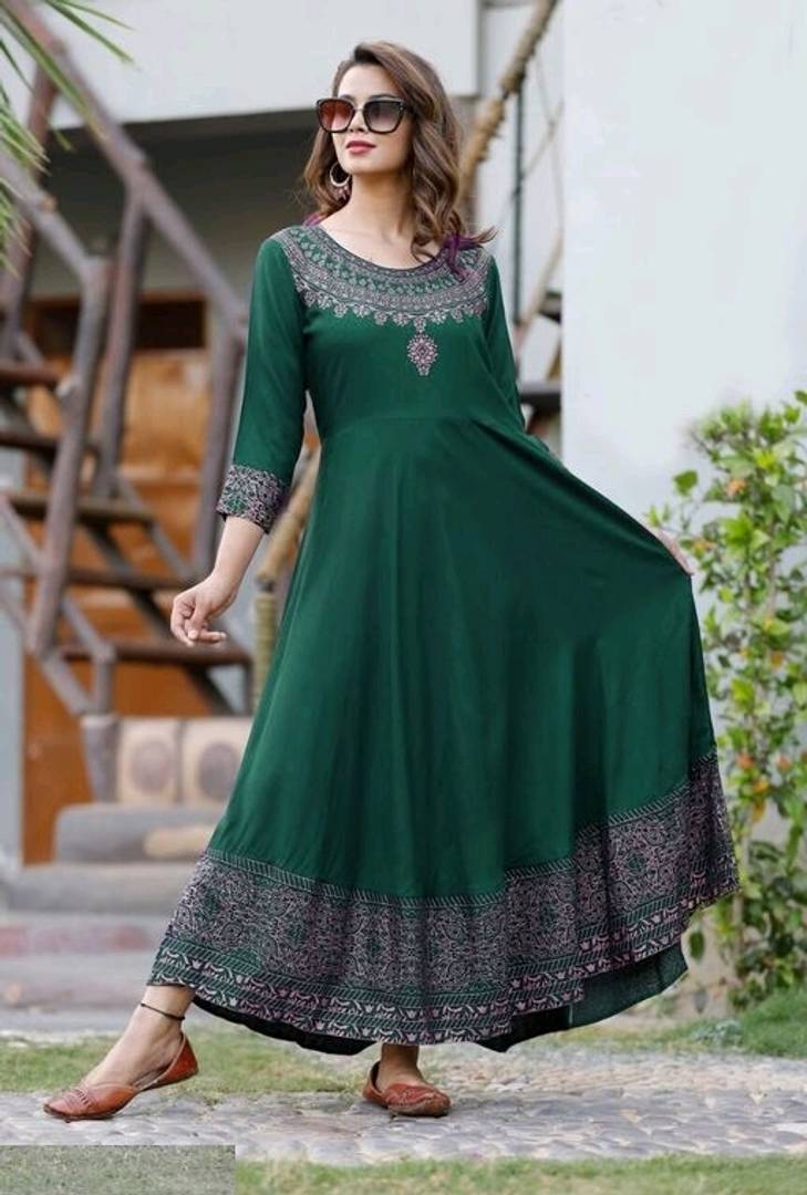 Women's Rayon Printed Anarkali Kurta